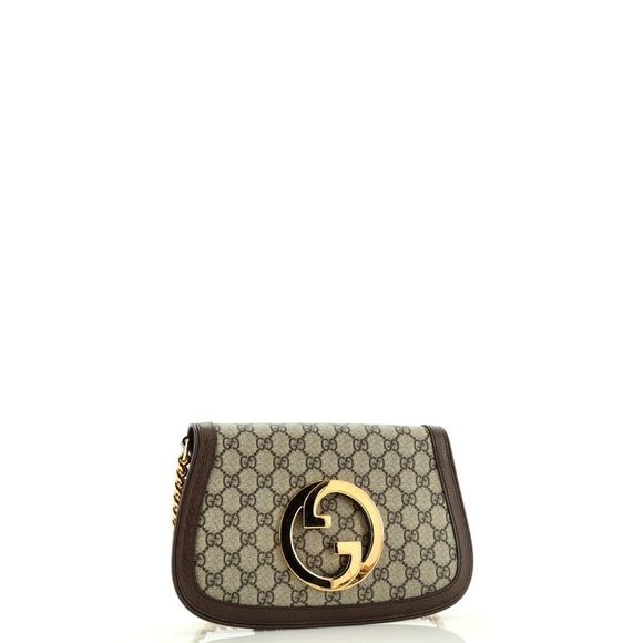 Gucci Blondie NM Flap Bag GG Coated Canvas Small Brown - Picture 3 of 7